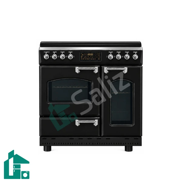 اجاق گاز تاکنو سه فر مدل Romano-L-BS-CHROME مشکی رویه استیل دستگیره کروم