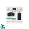 اجاق گاز تاکنو سه فر مدل Romano-L-WS-GOLD سفید رویه استیل دستگیره طلایی
