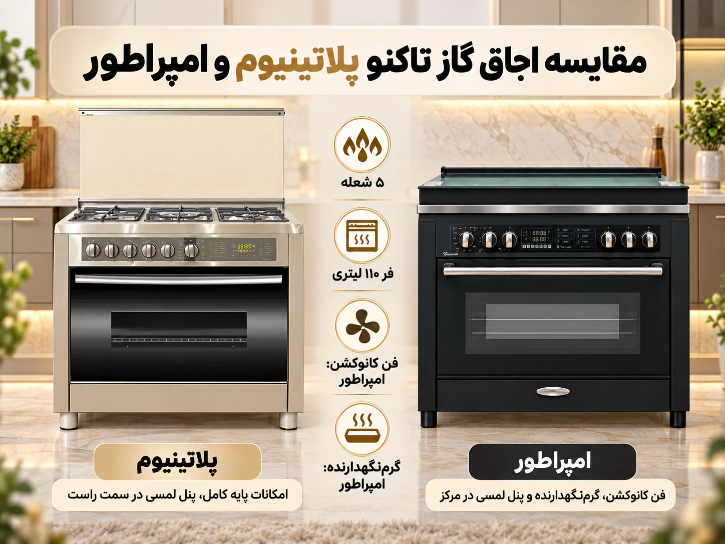 مقایسه اجاق گاز پلاتینیوم و امپراطور