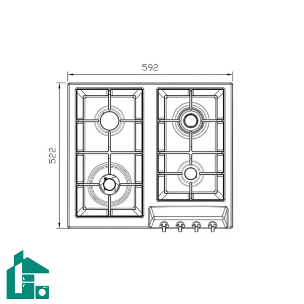 اجاق گاز رومیزی چهار شعله‌ استیل البرز مدل S-4605 استیل