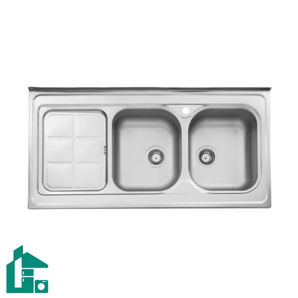 سینک دو لگنه یک تکه استیل البرز 301 روکار استیل